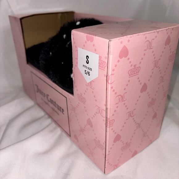 Juicy Couture JC GYANNA 2 Rhinestone Faux Suede Slippers Black Size Small 5/6 - Picture 4 of 5